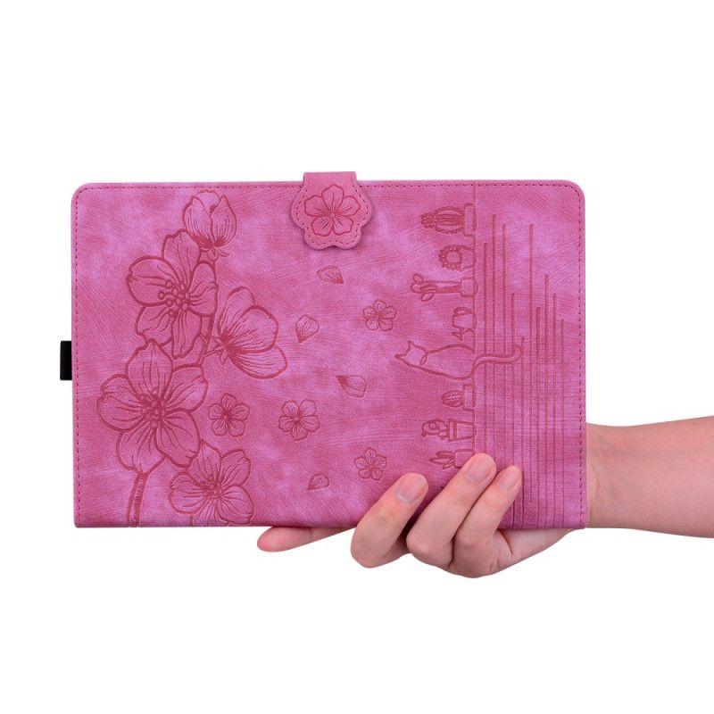 Case Etui Samsung Galaxy Tab S9 Ultra Mobildeksel Blomster- Og Kattemønstre