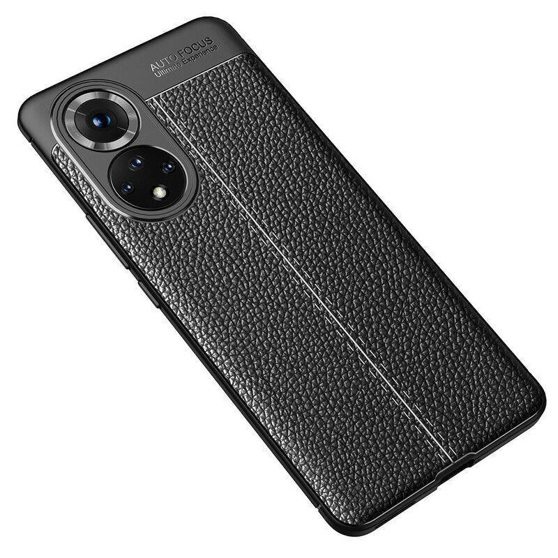 Deksel Til Honor 50 Pro Pro Double Line Litchi Leather Effect