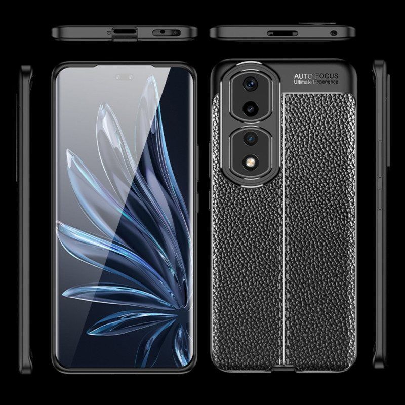 Deksel Til Honor 90 Pro Dobbel Linje Litchi Leather Effect