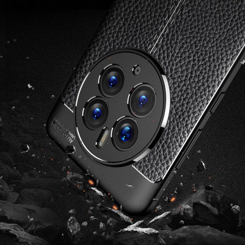 Deksel Til Huawei Mate 50 Pro Dobbel Linje Litchi Leather Effect