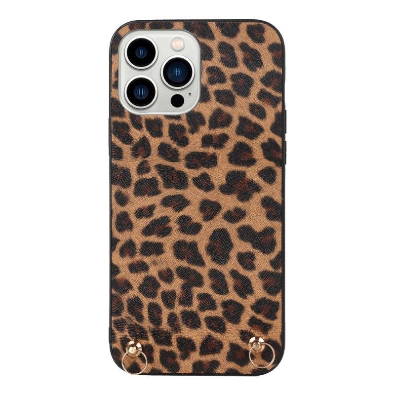 Deksel Til iPhone 14 Pro Leopard Med Skulderstropp