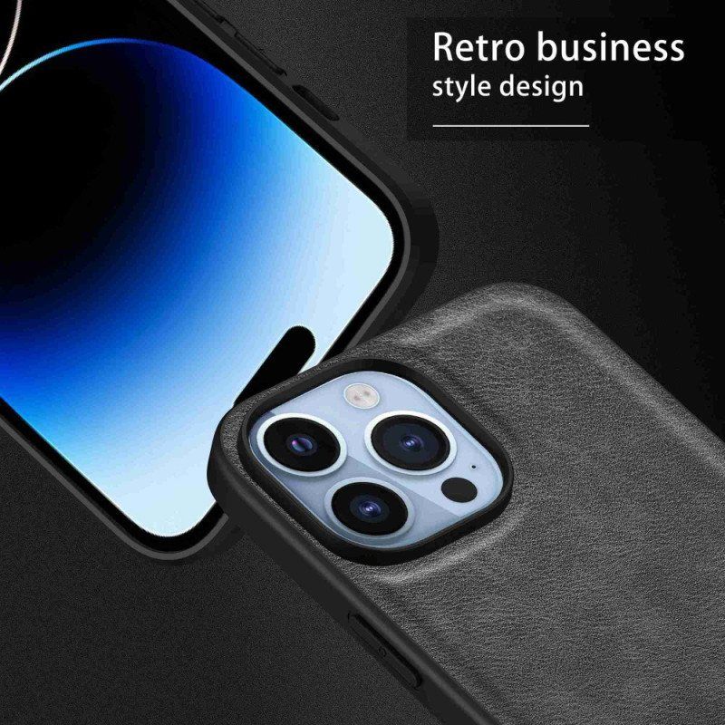 Deksel Til iPhone 14 Pro Max Retro Kunstskinn