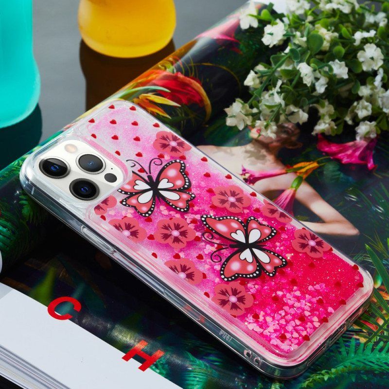 Deksel Til iPhone 15 Pro Max Sommerfugler Glitter