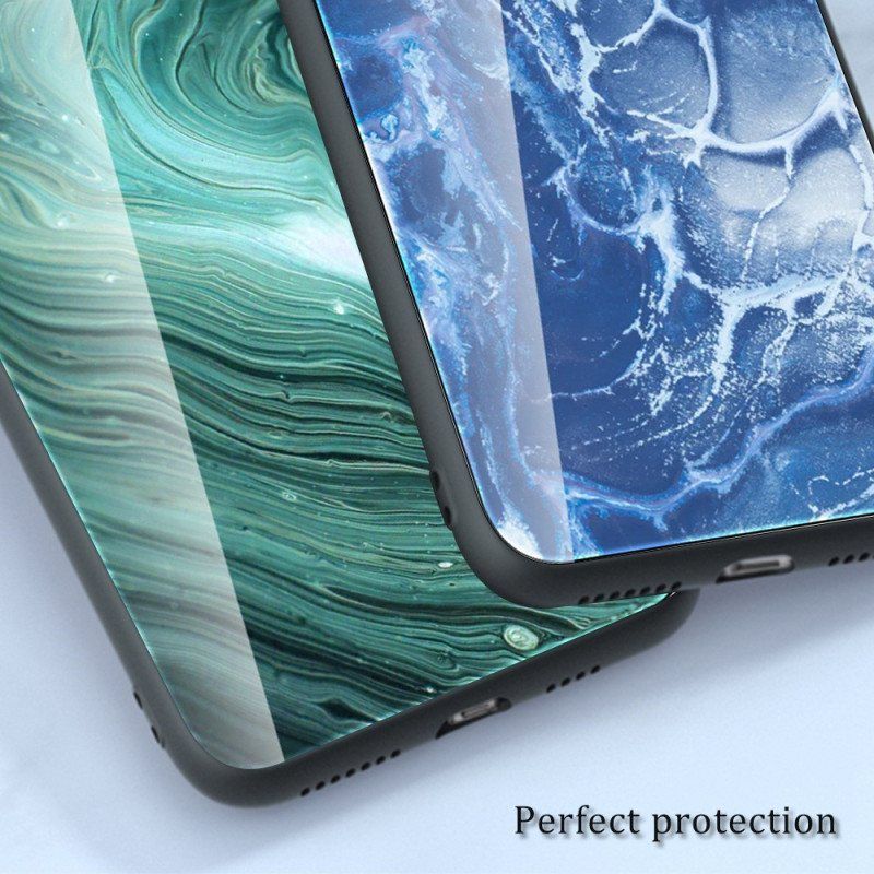 Deksel Til Oppo Reno 8 Marmorfarger Herdet Glass