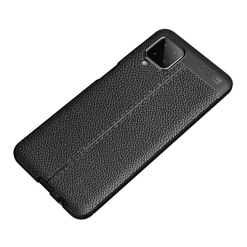 Deksel Til Samsung Galaxy M12 / A12 Dobbel Linje Litchi Leather Effect