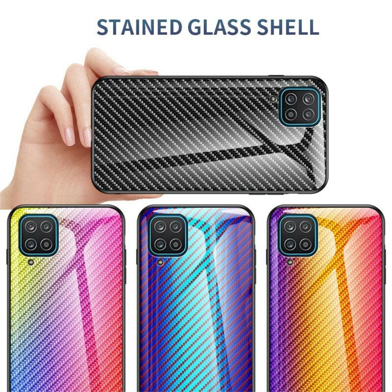 Deksel Til Samsung Galaxy M12 / A12 Karbonfiber Herdet Glass