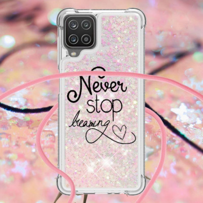 Deksel Til Samsung Galaxy M12 / A12 Med Snor Never Stop Glitter Snøre