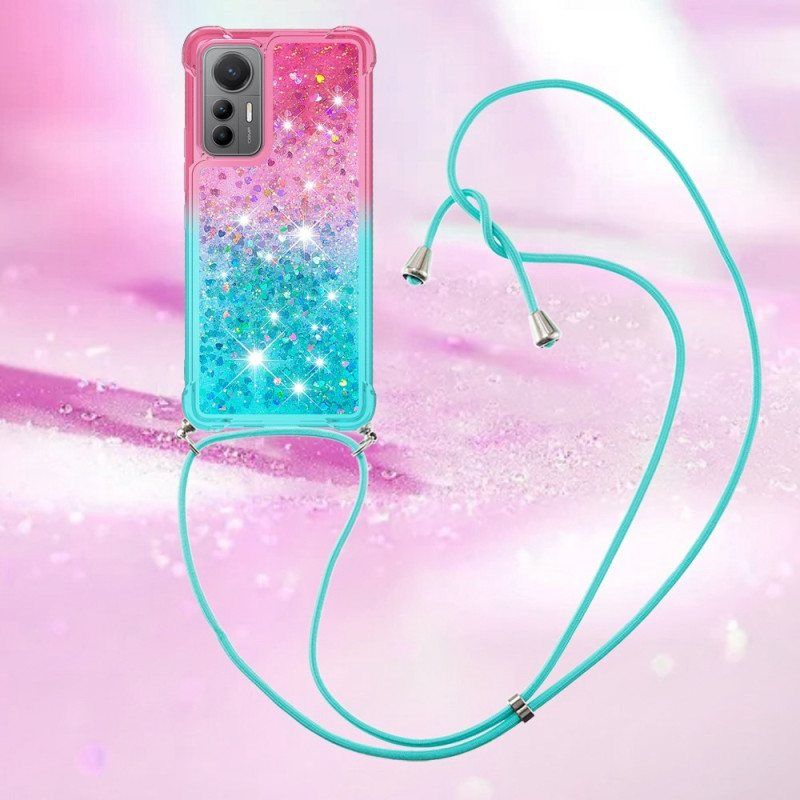 Deksel Til Xiaomi 12 Lite Med Snor Glitter Silikonsnor