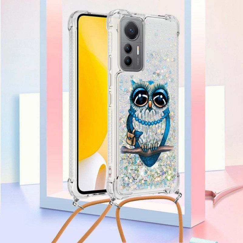 Deksel Til Xiaomi 12 Lite Med Snor Paljett Snøring Mrs. Owl