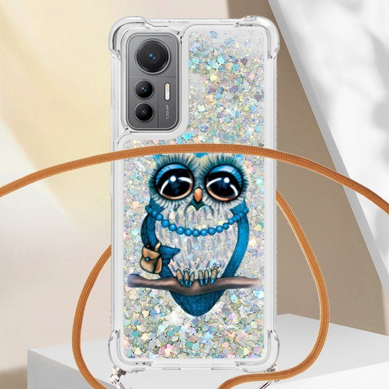 Deksel Til Xiaomi 12 Lite Med Snor Paljett Snøring Mrs. Owl