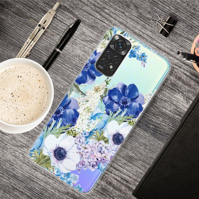 Deksel Til Xiaomi Redmi Note 11 / 11S Sømløs Akvarell Blå Blomster