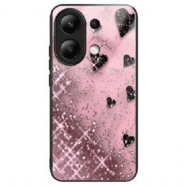 Deksel Xiaomi Redmi Note 13 4g Pink Love Herdet Glass Beskyttelse Deksel