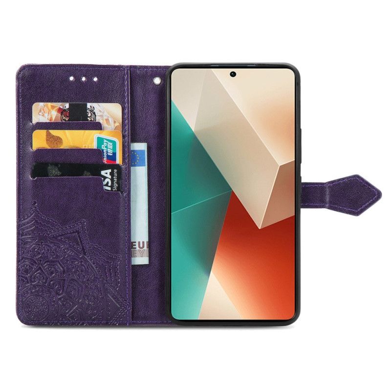 Folio Deksel Xiaomi Redmi Note 13 4g Mandala Sun I Lnaière Beskyttelse Deksel