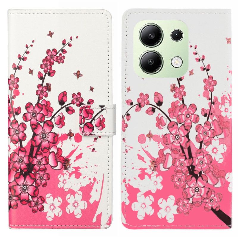 Folio Deksel Xiaomi Redmi Note 13 4g Plommeblomster Beskyttelse Deksel