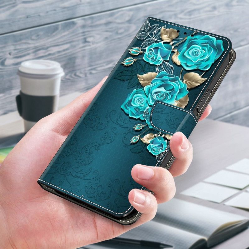 Lærdeksel Folio Deksel Xiaomi Redmi Note 13 4g Blå Rose