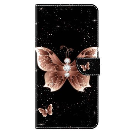 Folio Deksel Xiaomi 14 Rosa Diamant Sommerfugl Beskyttelse Deksel