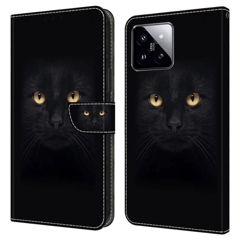 Folio Deksel Xiaomi 14 Svart Katt Beskyttelse Deksel