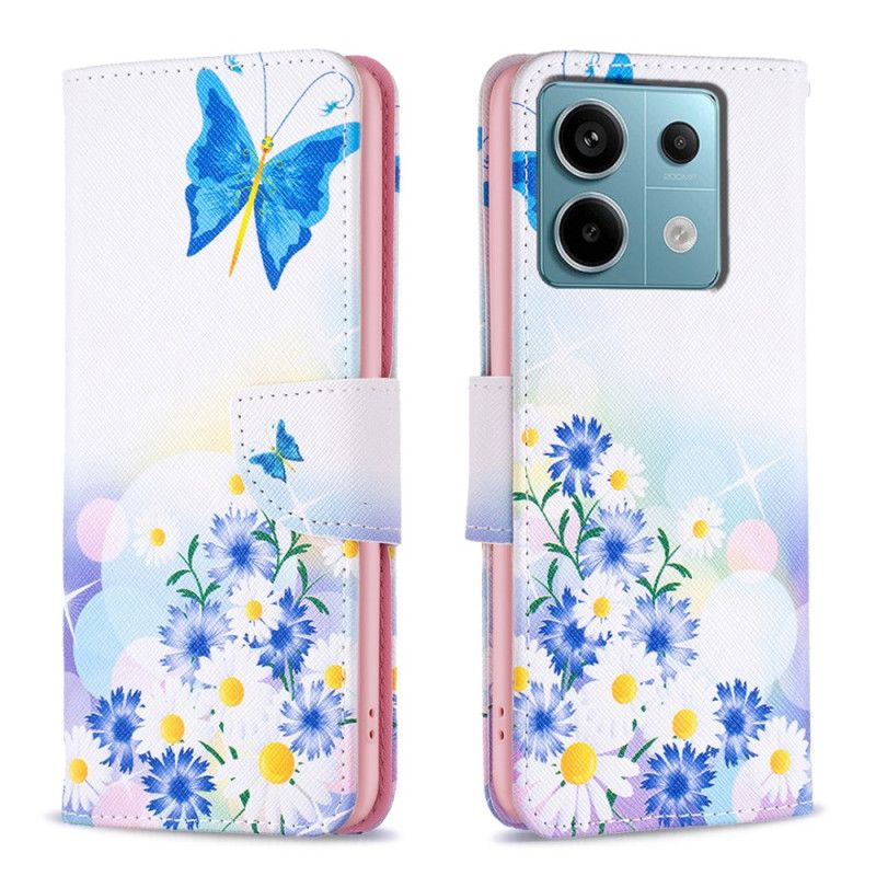 Folio Deksel Xiaomi Redmi Note 13 Pro 5g Sommerfugl Og Blomster Beskyttelse Deksel