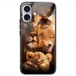 Deksel iPhone 16 Plus Lions Herdet Glass Beskyttelse Deksel