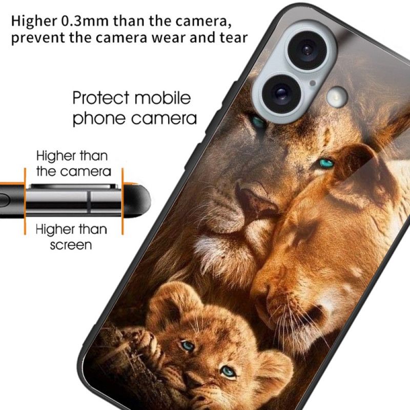 Deksel iPhone 16 Plus Lions Herdet Glass Beskyttelse Deksel