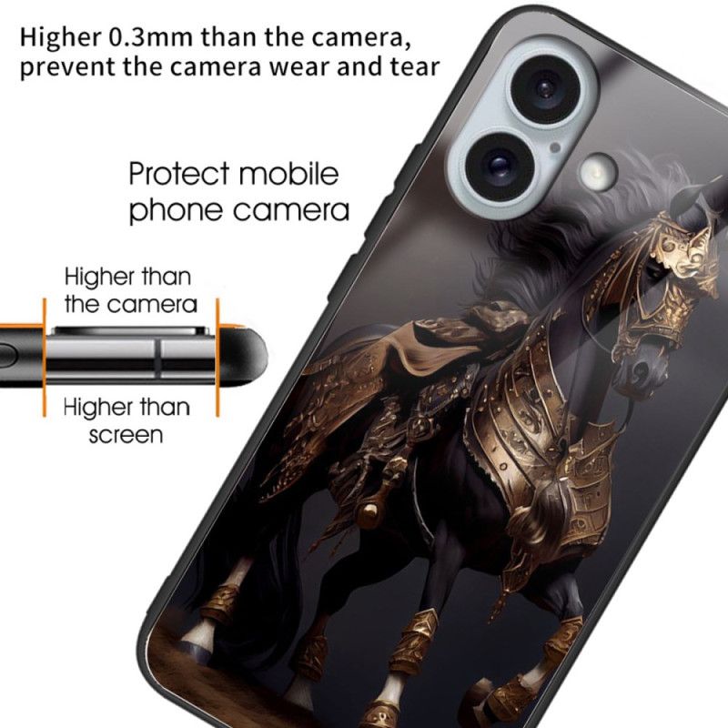 Deksel iPhone 16 Plus Maskert Hest Herdet Glass