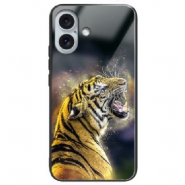 Deksel iPhone 16 Plus Mobildeksel Brølende Tiger Herdet Glass