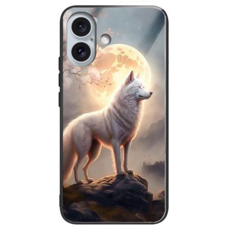 Deksel iPhone 16 Plus Mobildeksel Moonlight Wolf Herdet Glass