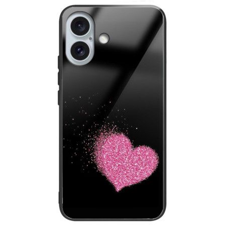 Deksel iPhone 16 Plus Mobildeksel Rosa Hjerte Herdet Glass