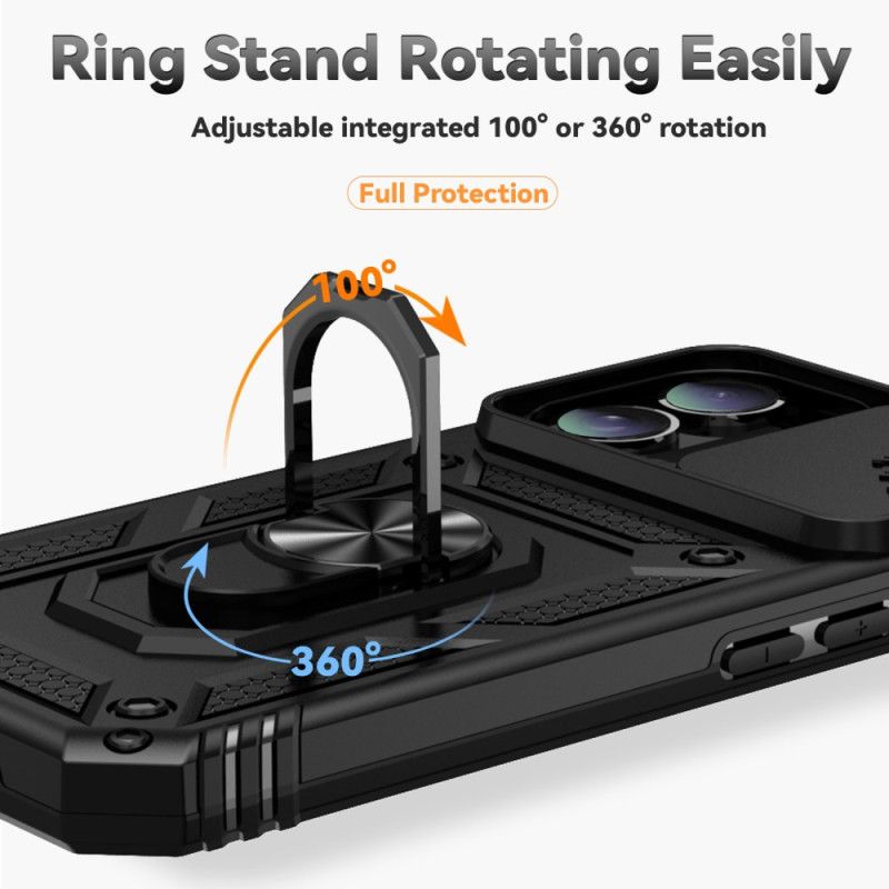 Deksel iPhone 16 Plus Ringholder Og Skyvekamerabeskyttelse