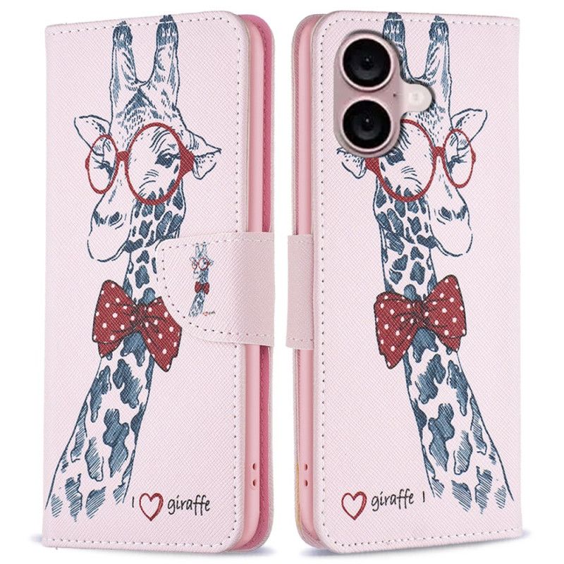 Folio Deksel iPhone 16 Plus Intello Giraffe Beskyttelse Deksel