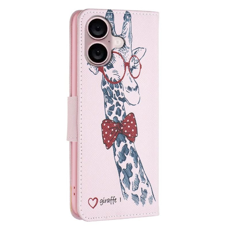 Folio Deksel iPhone 16 Plus Intello Giraffe Beskyttelse Deksel