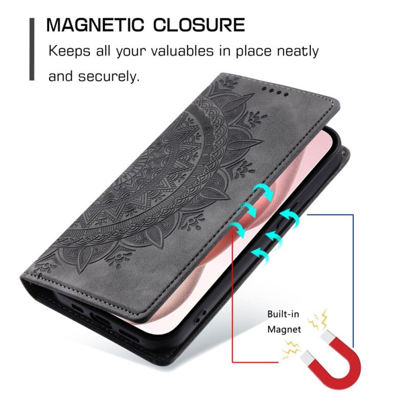 Folio Deksel iPhone 16 Plus Mandala Semsket Skinneffekt Beskyttelse Deksel