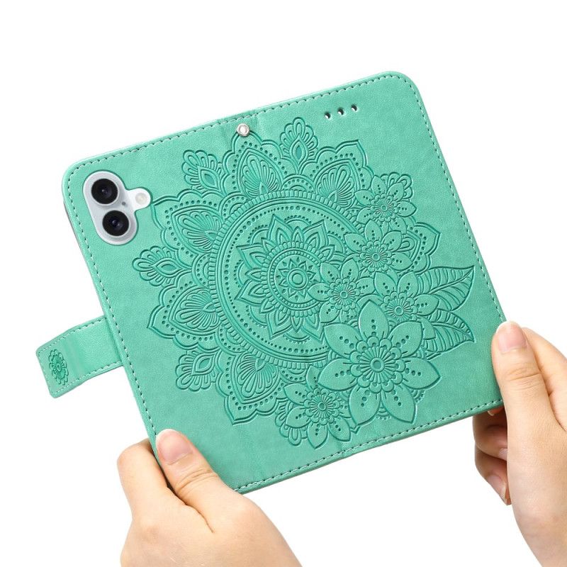 Folio Deksel iPhone 16 Plus Mandala Trykk