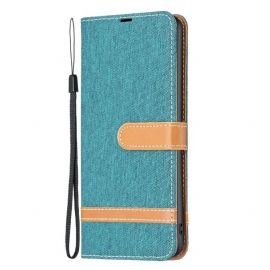 Folio Deksel iPhone 16 Plus Strappy Jeans Stoff Beskyttelse Deksel