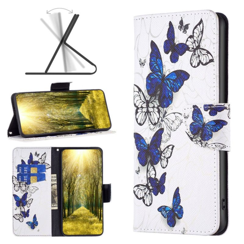 Lærdeksel Folio Deksel iPhone 16 Plus Mobildeksel Butterflies Print Wallet