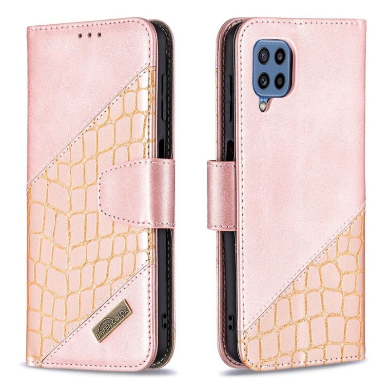 Folio Deksel Til Samsung Galaxy M32 Croc Aspect Leather Effect