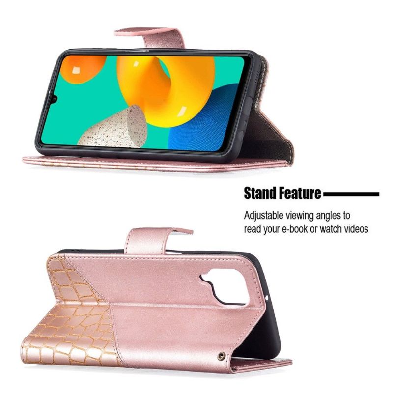 Folio Deksel Til Samsung Galaxy M32 Croc Aspect Leather Effect