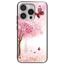 Deksel iPhone 16 Pro Cherry Blossom Herdet Glass