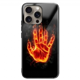 Deksel iPhone 16 Pro Hand On Fire Herdet Glass