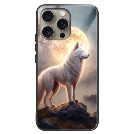 Deksel iPhone 16 Pro Moonlight Wolf Herdet Glass