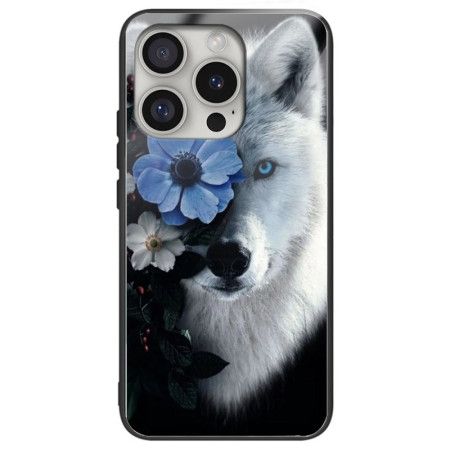 Deksel iPhone 16 Pro Ulv Av Herdet Glass Og Blå Blomst