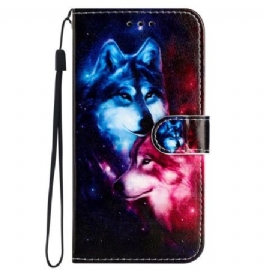 Folio Deksel iPhone 16 Pro Lanyard Wolves Beskyttelse Deksel