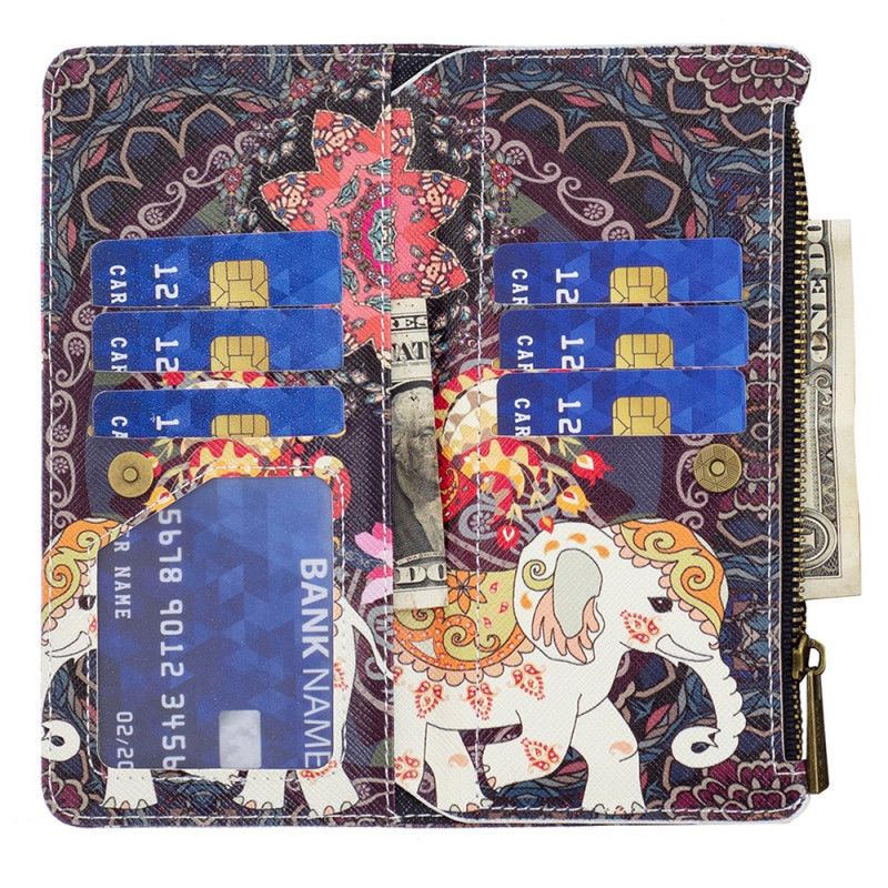 Folio Deksel iPhone 16 Pro Tribal Elephant Wallet Beskyttelse Deksel