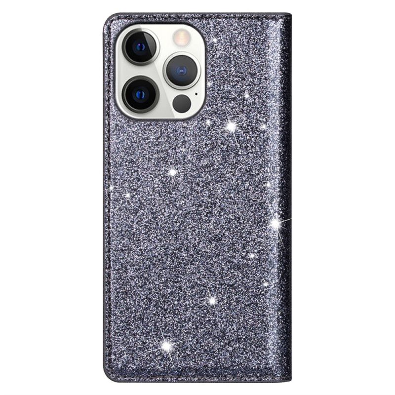 Folio Deksel Lær iPhone 16 Pro Mobildeksel Glitter