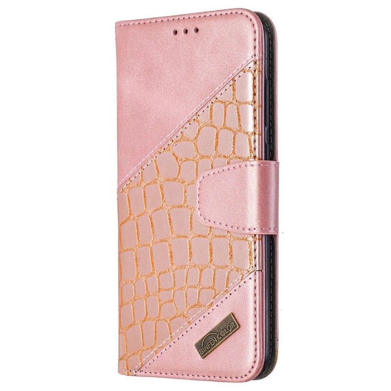 Folio Deksel Til Samsung Galaxy M11 Anti-fall Croc Look Skinneffekt