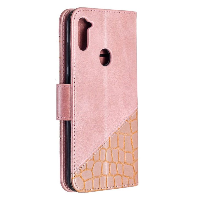 Folio Deksel Til Samsung Galaxy M11 Anti-fall Croc Look Skinneffekt