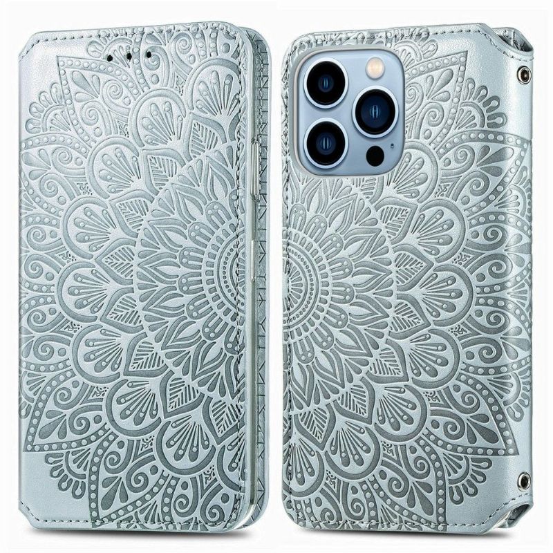 Folio Deksel Til iPhone 13 Pro Lærdeksel Flip Chic Mandala