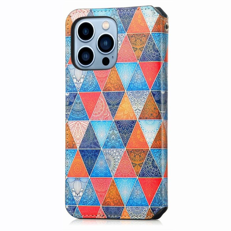 Lærdeksel Til iPhone 13 Pro Folio Deksel Kaleidoscope Mandala Flip Flip