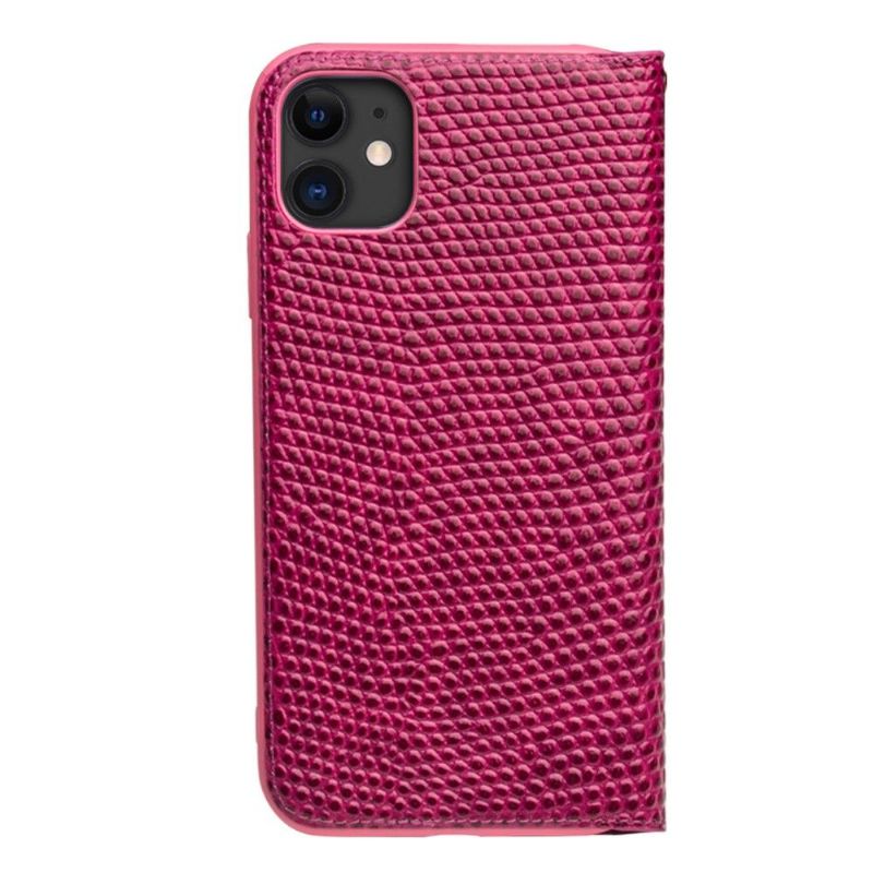 Folio Deksel Til iPhone 11 Anti-fall Croc Effect Ekte Skinn - Rosa