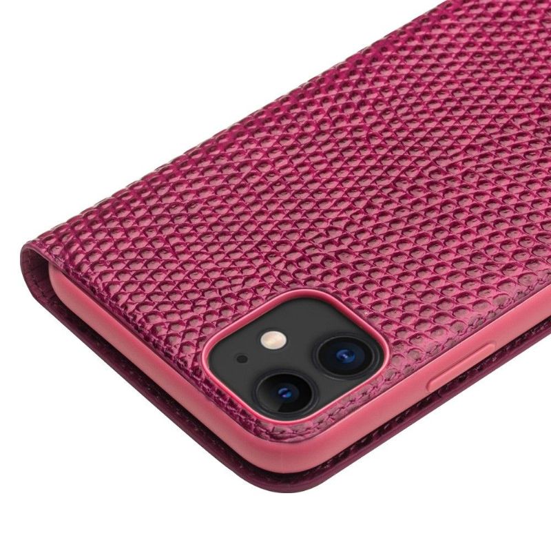 Folio Deksel Til iPhone 11 Anti-fall Croc Effect Ekte Skinn - Rosa